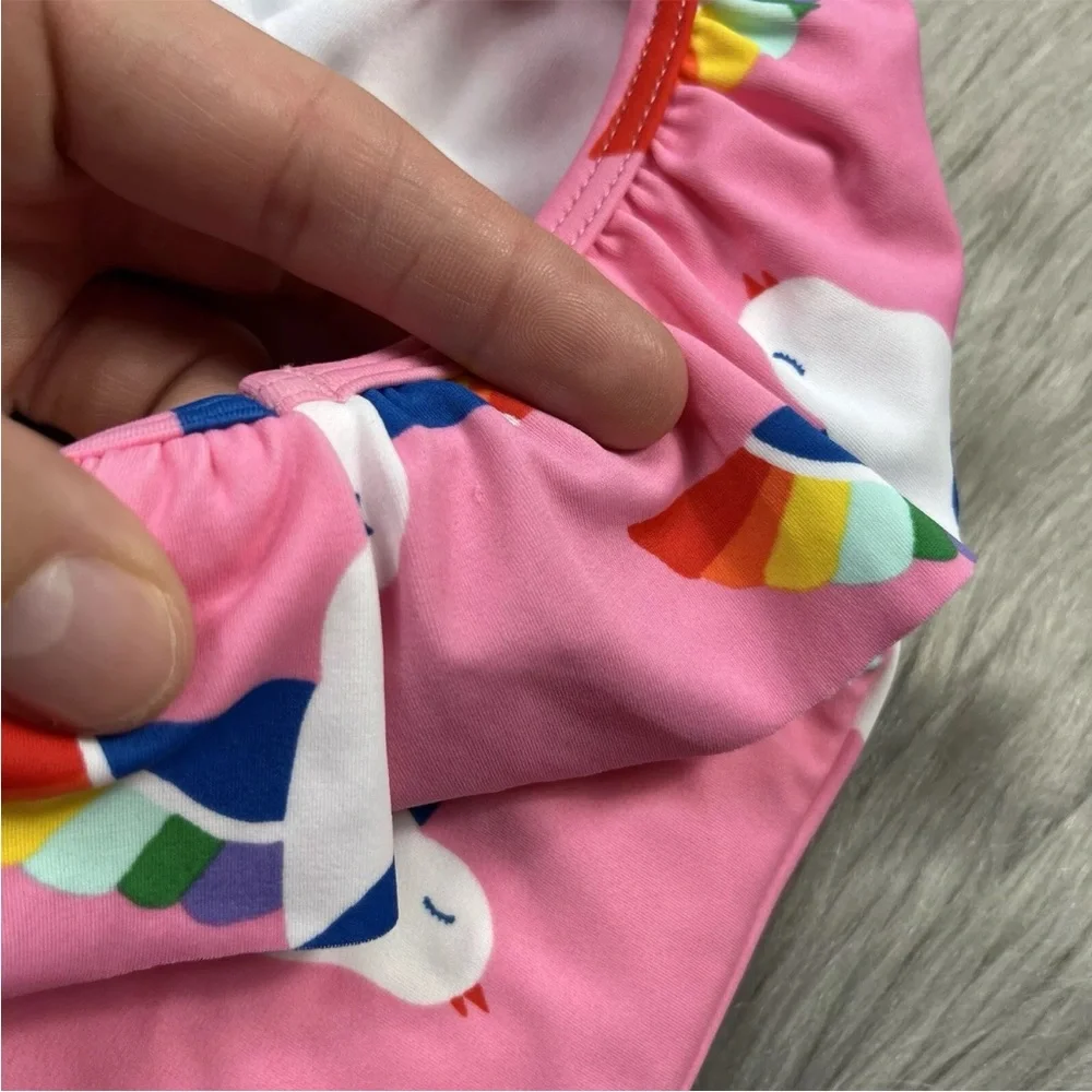 Hanna Andersson Pink Rainbow Bird Swim Tank Top Size 10